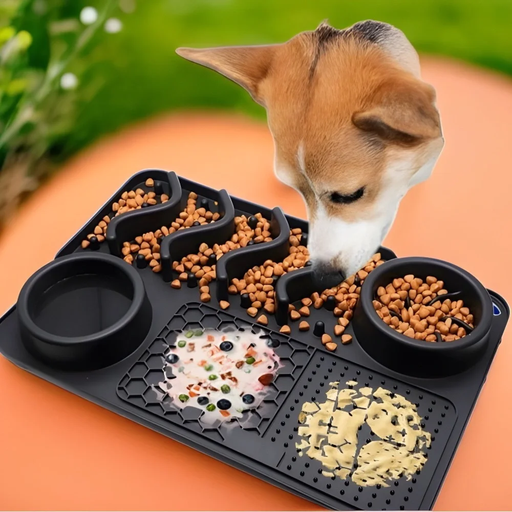 Lick Mat Slow Feeder Upgraded 3 In 1 Dog Bowls Suction Cups Dog Anxiety 12x8 S